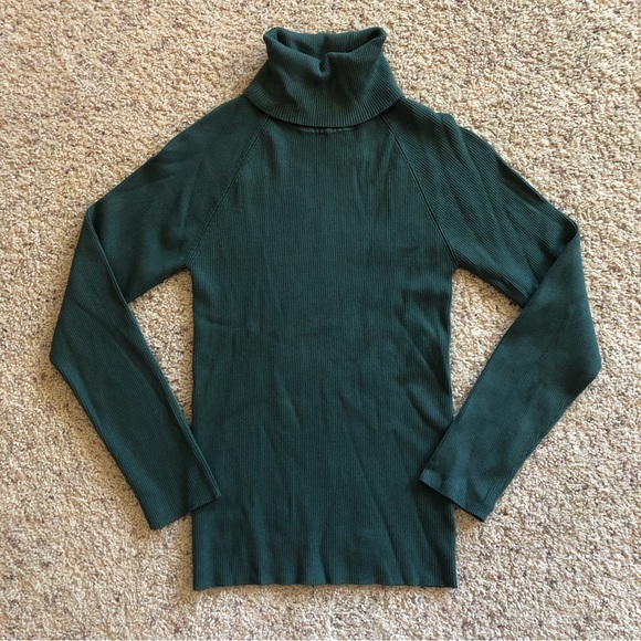 525 America Sweaters - 525 America Dark Green Ribbed Turtleneck Sweater